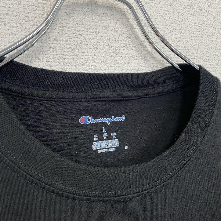 古着 used　Champion　チャンピオン　半袖プリントTシャツ　デイビットソン　バスケ　クルーネック　黒　ブラック　Lサイズ