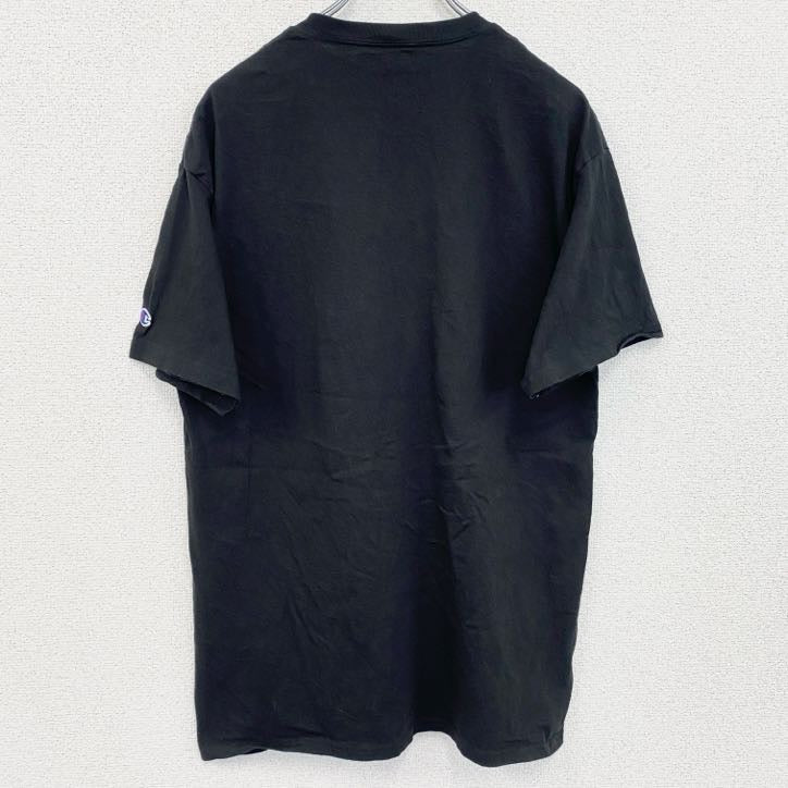 古着 used　Champion　チャンピオン　半袖プリントTシャツ　デイビットソン　バスケ　クルーネック　黒　ブラック　Lサイズ