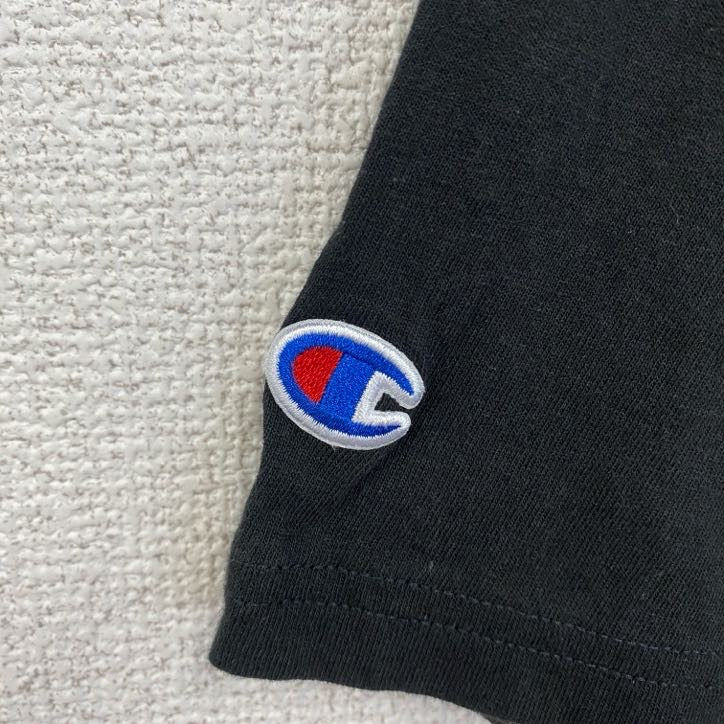 古着 used　Champion　チャンピオン　半袖プリントTシャツ　デイビットソン　バスケ　クルーネック　黒　ブラック　Lサイズ