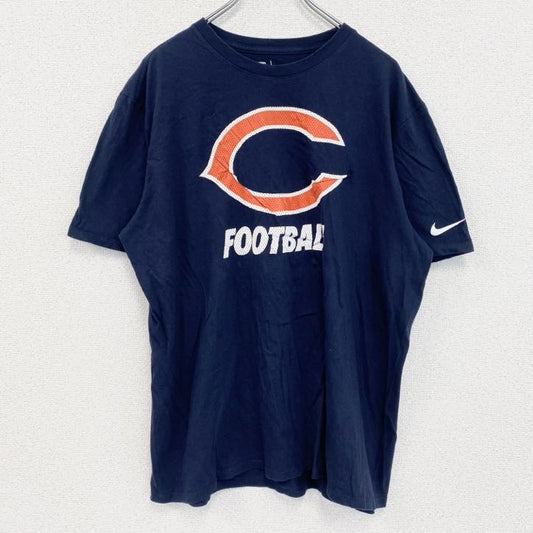 古着 used　NIKE　ナイキ　半袖プリントTシャツ　FOOTBALL　クルーネック　黒　ブラック　XLサイズ