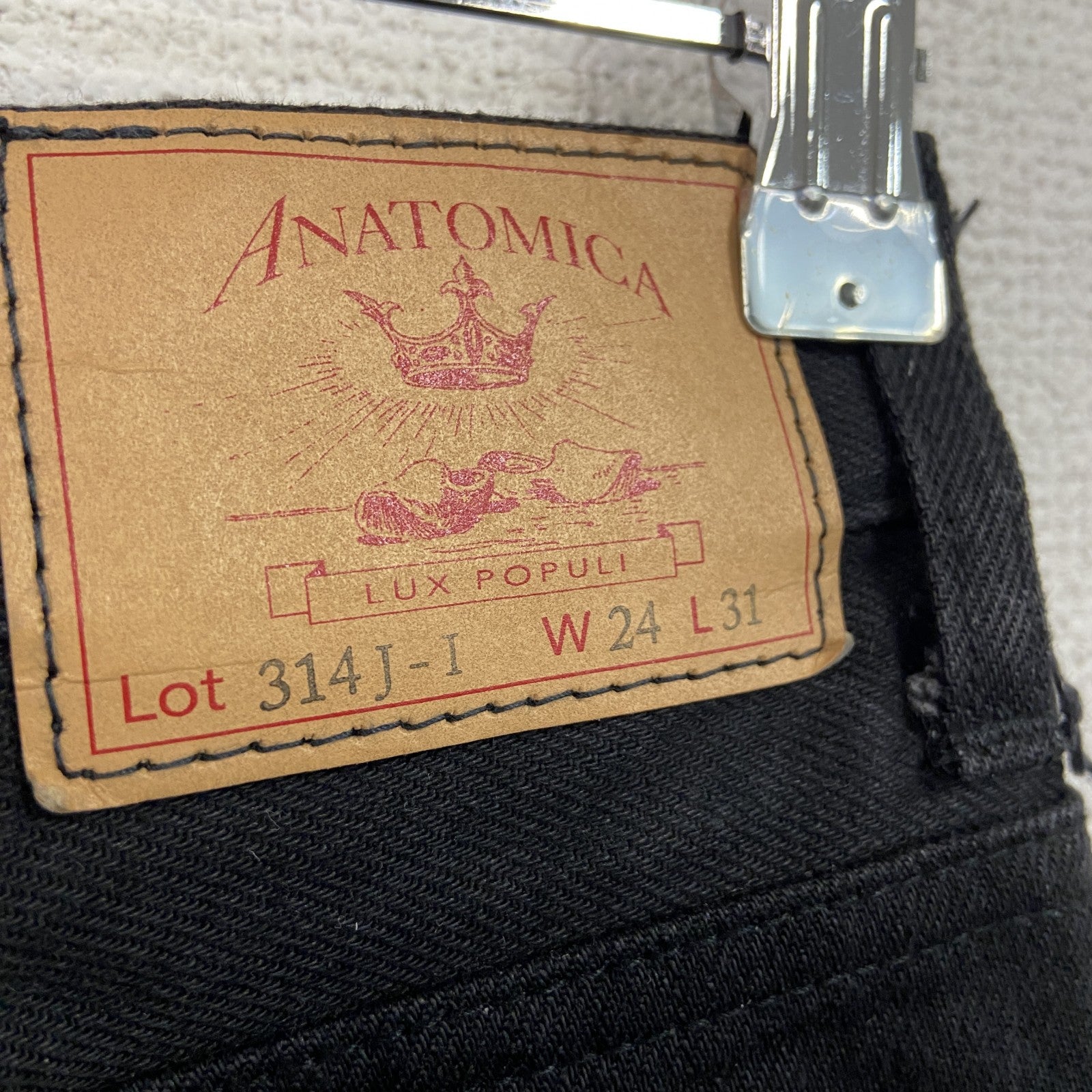 ANATOMICA　デニムパンツ/ジーンズ　スキニーパンツ　ジップフライ　黒　ブラック　W24サイズ