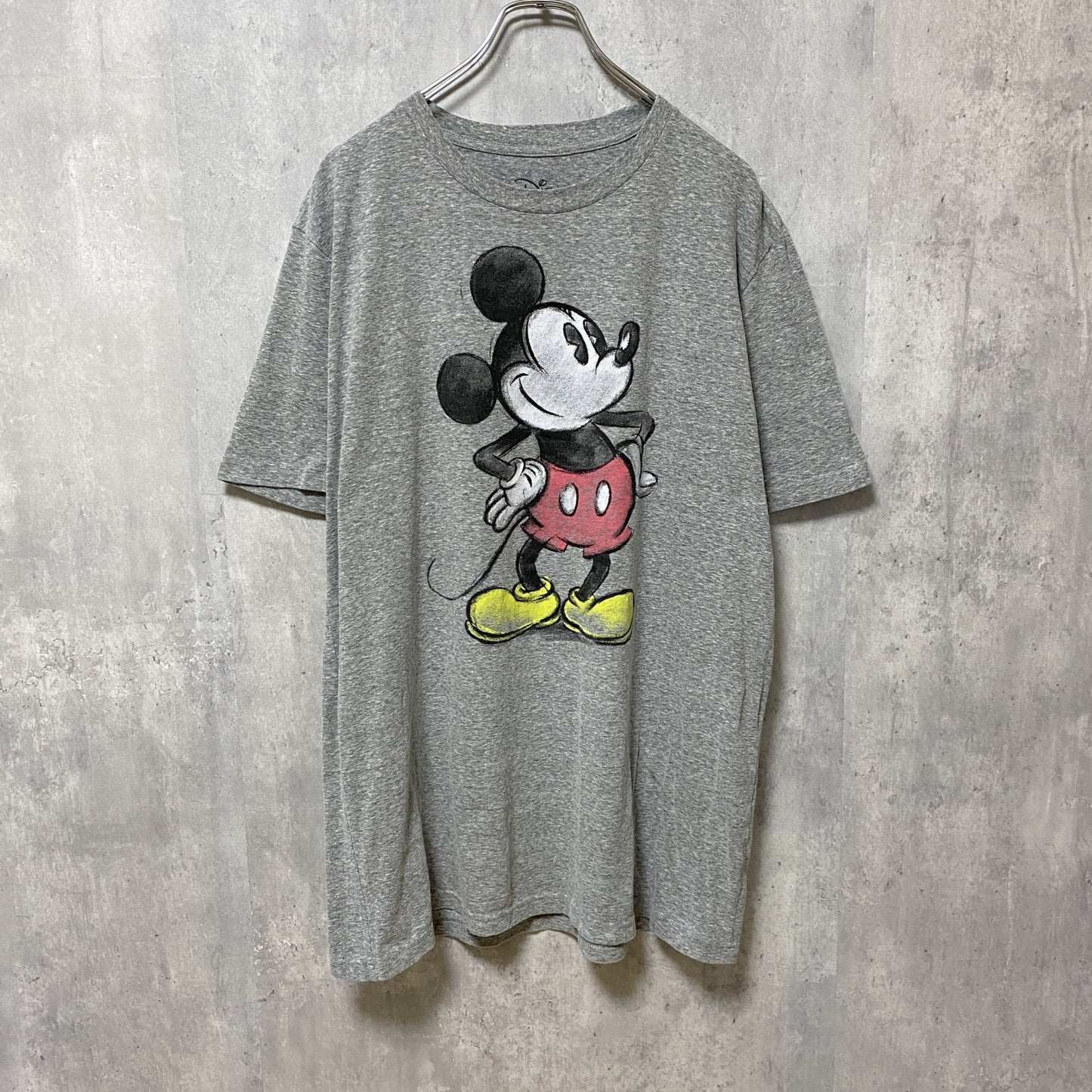古着 used　Disney　ディズニー　Mickey Mouse　ミッキーマウス　半袖プリントTシャツ　グレー　オーバーサイズ