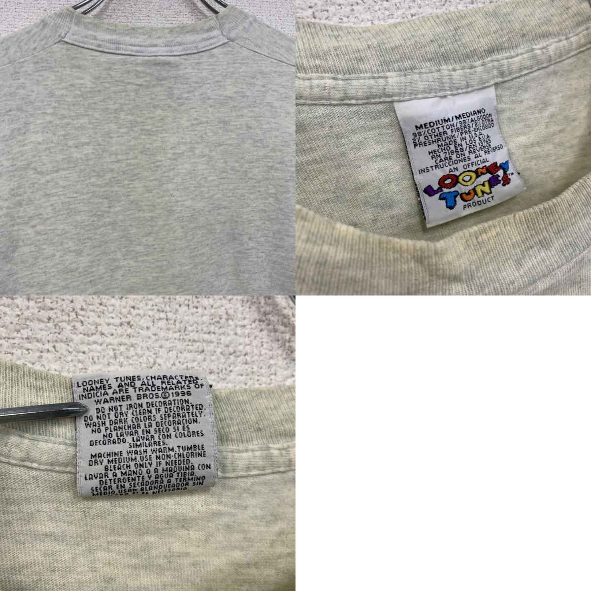 90s　LOONEY TUNES　ルーニー・テューンズ　半袖Tシャツ　シングルステッチ　霜降りグレー　Mサイズ