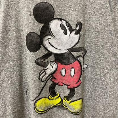 古着 used　Disney　ディズニー　Mickey Mouse　ミッキーマウス　半袖プリントTシャツ　グレー　オーバーサイズ
