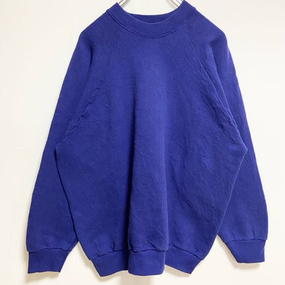 古着 used　90s　長袖無地スウェット　クルーネックトレーナー　ラグラン袖　ノームコア　シンプル　ネイビー　紺　ヴィンテージ