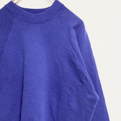 古着 used　90s　長袖無地スウェット　クルーネックトレーナー　ラグラン袖　ノームコア　シンプル　ネイビー　紺　ヴィンテージ