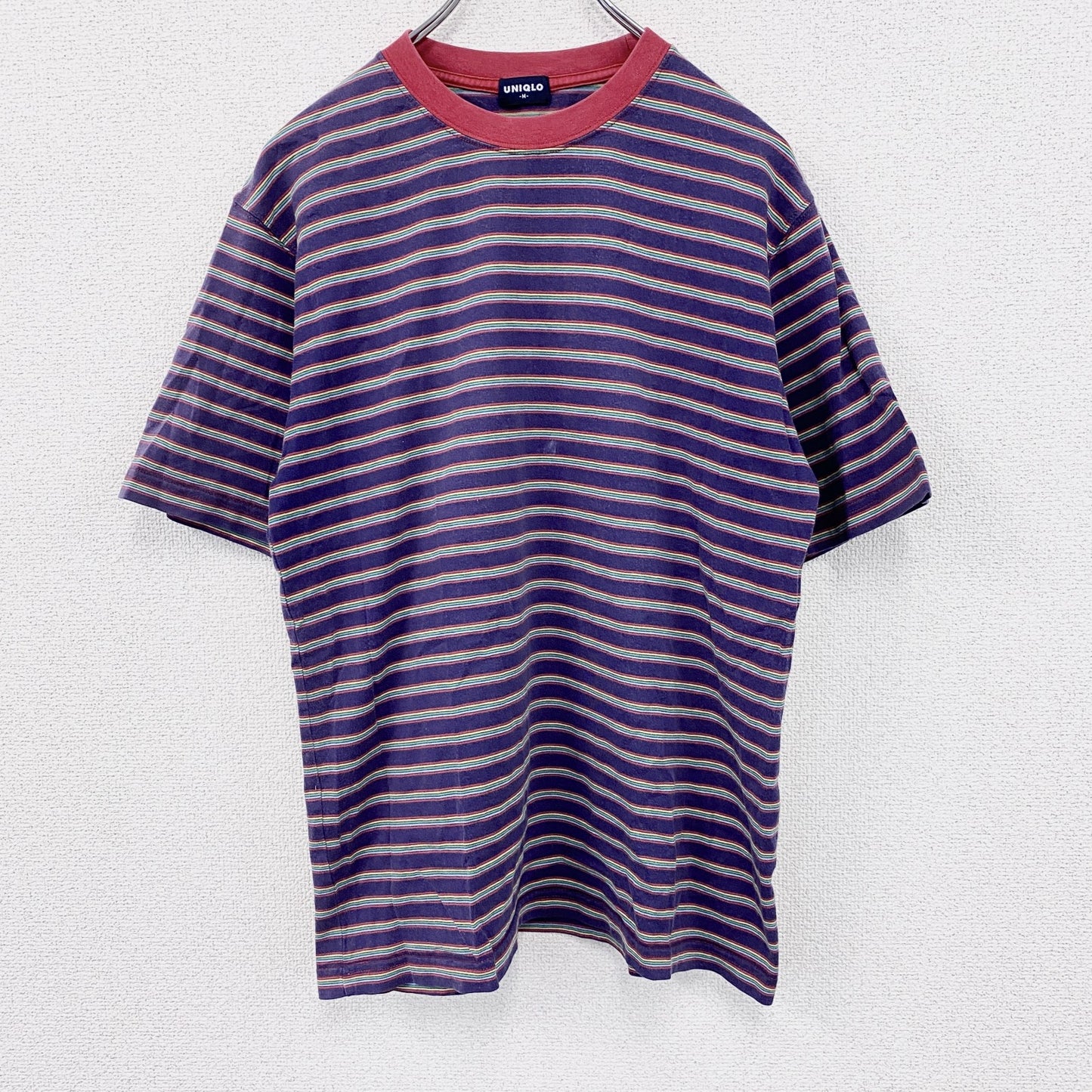 ～00s　OLD UNIQLO　オールドユニクロ　半袖ボーダー柄Tシャツ　リンガーT　ヴィンテージ　マルチカラー　Mサイズ