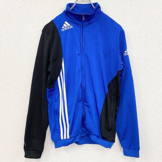 古着 used　adidas　アディダス　長袖トラックジャケット　フルジップジャージ　ワンポイントロゴ刺繍　ブルー　青　Lサイズ