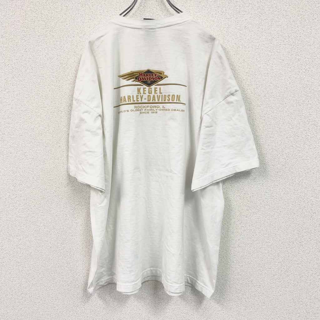 HARLEY DAVIDSON　ハーレーダビッドソン　半袖両面プリントTシャツ　白　ホワイト　3XLサイズ
