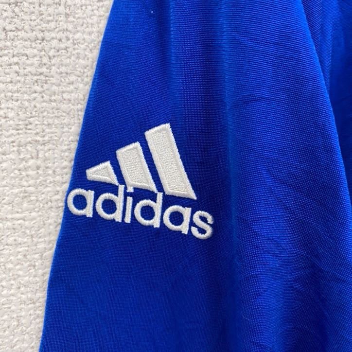 古着 used　adidas　アディダス　長袖トラックジャケット　フルジップジャージ　ワンポイントロゴ刺繍　ブルー　青　Lサイズ