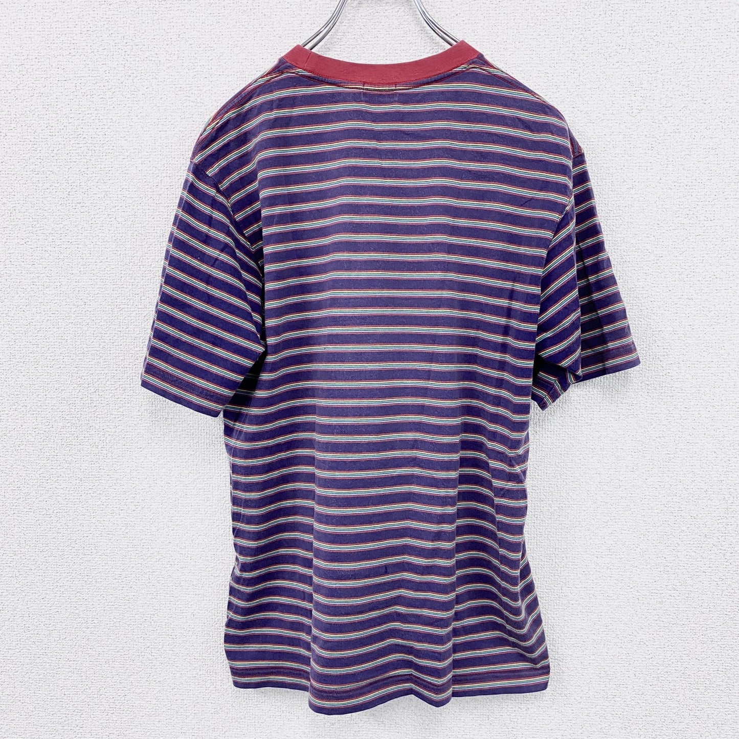 ～00s　OLD UNIQLO　オールドユニクロ　半袖ボーダー柄Tシャツ　リンガーT　ヴィンテージ　マルチカラー　Mサイズ