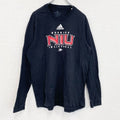 古着 used　adidas　アディダス　長袖カレッジプリントTシャツ　ロンT　クルーネック　黒　ブラック　XLサイズ
