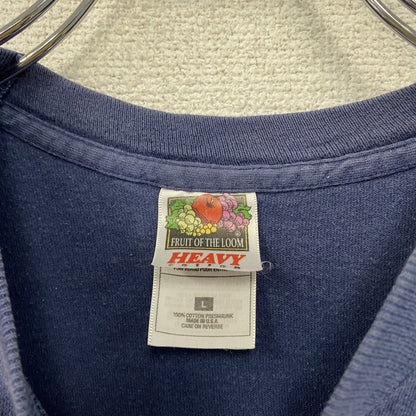 FRUIT OF THE LOOM　フルーツオブザルーム　半袖プリントTシャツ　シングルステッチ　紺　ネイビー　Lサイズ　