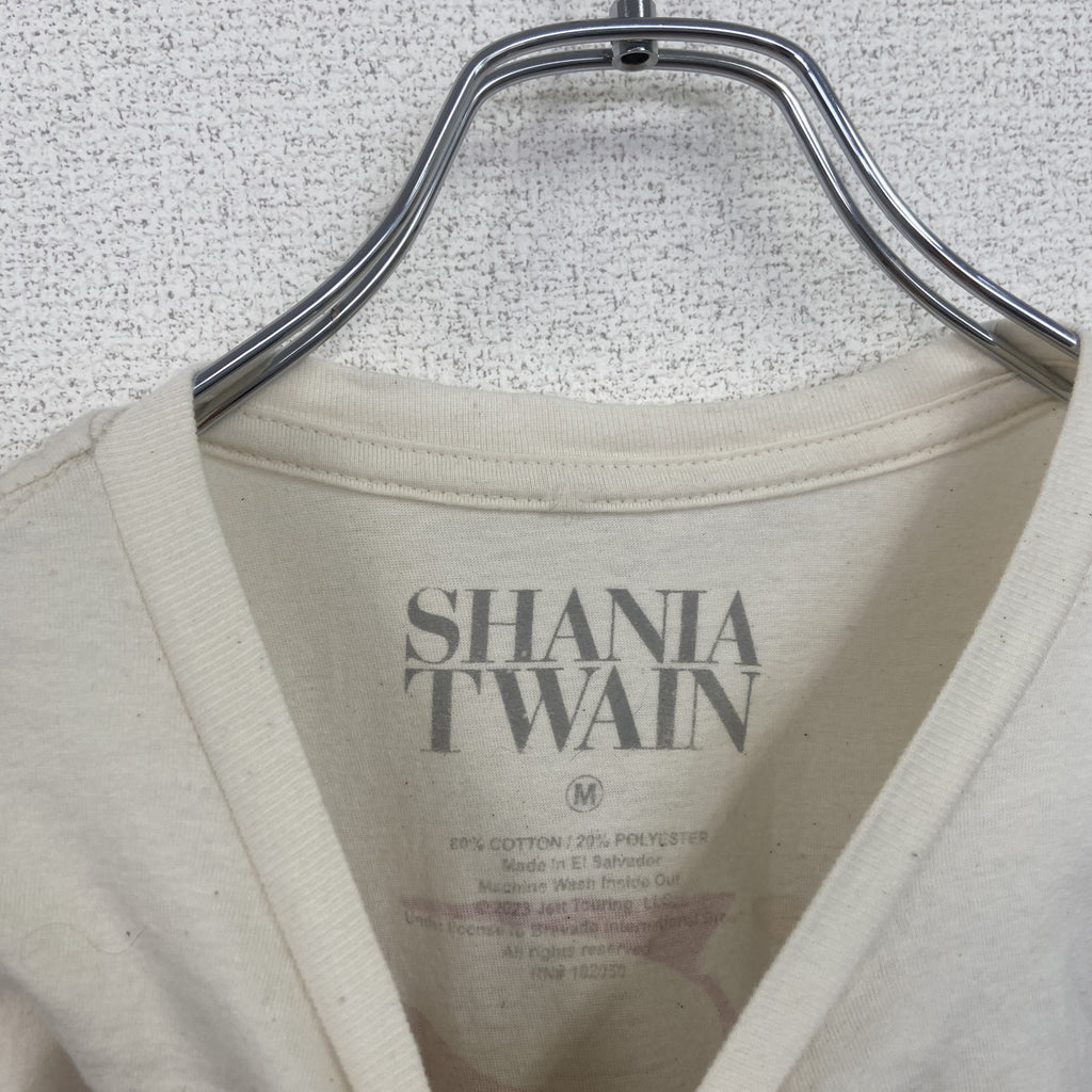 古着 used　SHANIA TWAIN　半袖フォトプリントTシャツ　両面プリント　歌手　人物　白　ホワイト　Mサイズ