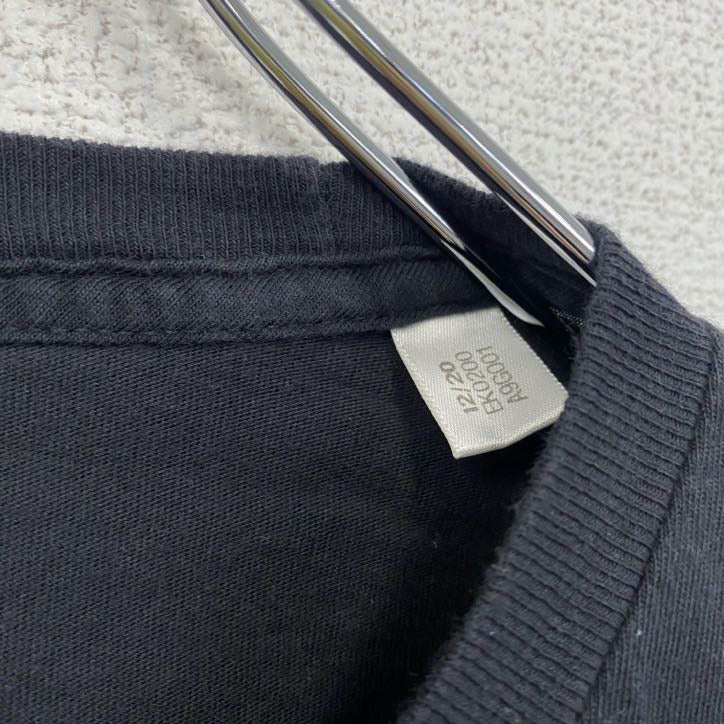 古着 used　adidas　アディダス　長袖カレッジプリントTシャツ　ロンT　クルーネック　黒　ブラック　XLサイズ