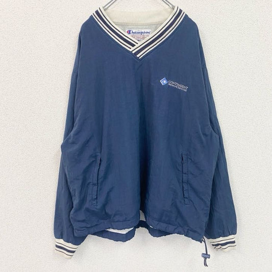 90s　champion　チャンピオン　プルオーバーナイロンジャケット　ヴィンテージ　ネイビー　Lサイズ