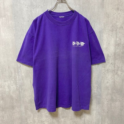 古着 used　90s　半袖プリントTシャツ　ワンポイント　ヴィンテージ　紫　パープル　シングルステッチ　レトロデザイン　