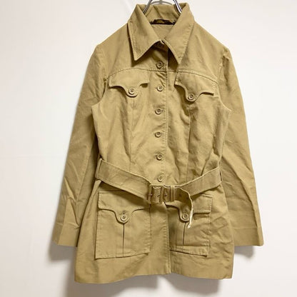 古着 used　EMCAR　長袖トレンチコート　サファリジャケット　ベージュ　英国製　イギリス製　ヴィンテージ　秋冬服