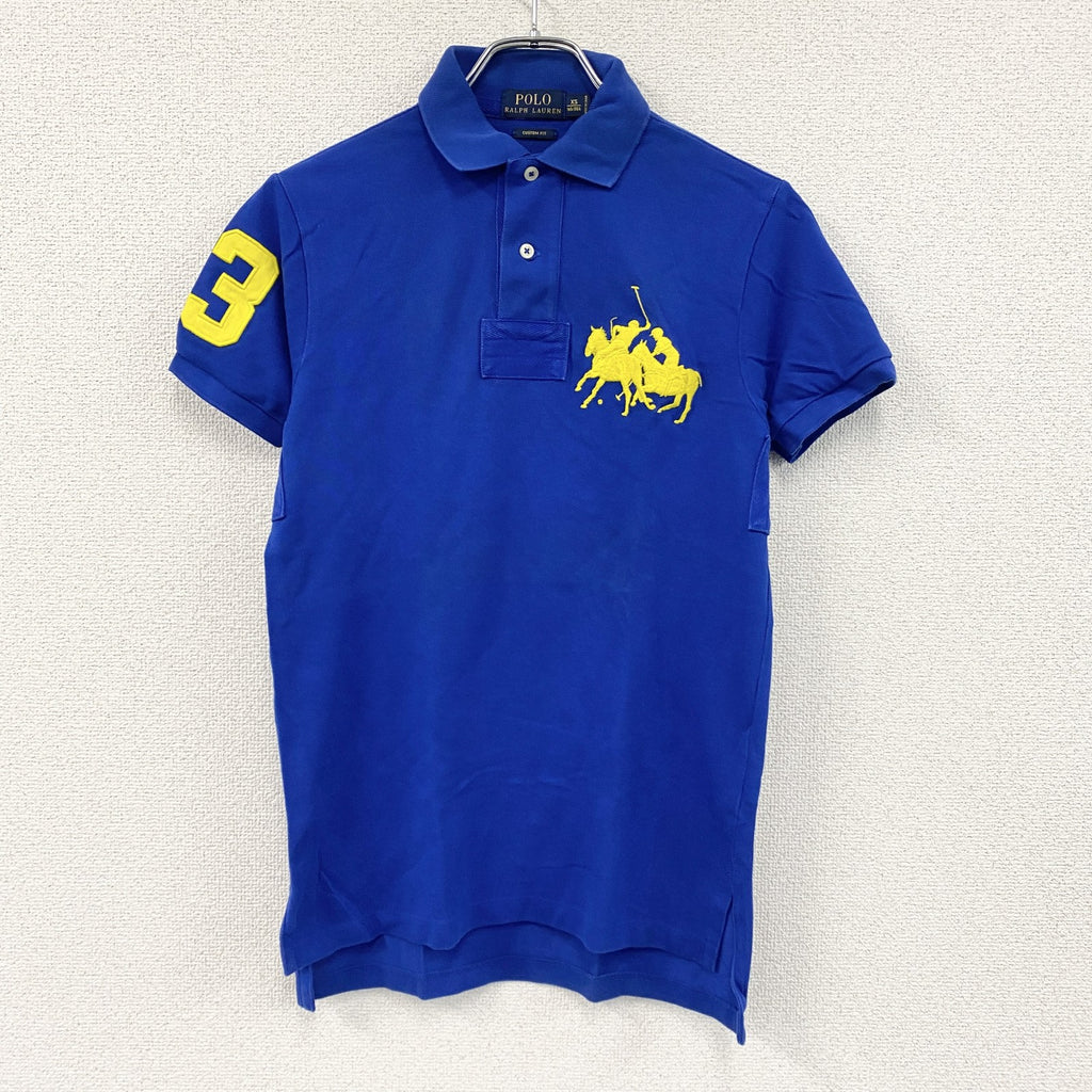 POLO RALPH LAUREN　ポロラルフローレン　半袖ポロシャツ　ダブルビッグポニー　青　ブルー　XSサイズ　