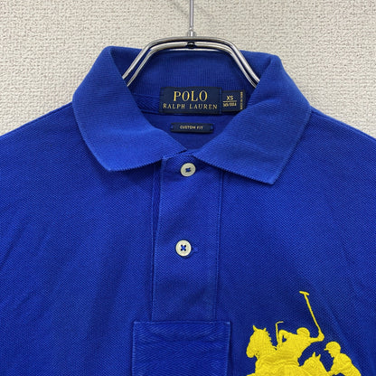 POLO RALPH LAUREN　ポロラルフローレン　半袖ポロシャツ　ダブルビッグポニー　青　ブルー　XSサイズ　