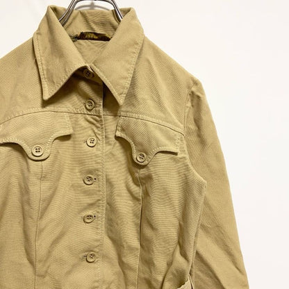 古着 used　EMCAR　長袖トレンチコート　サファリジャケット　ベージュ　英国製　イギリス製　ヴィンテージ　秋冬服