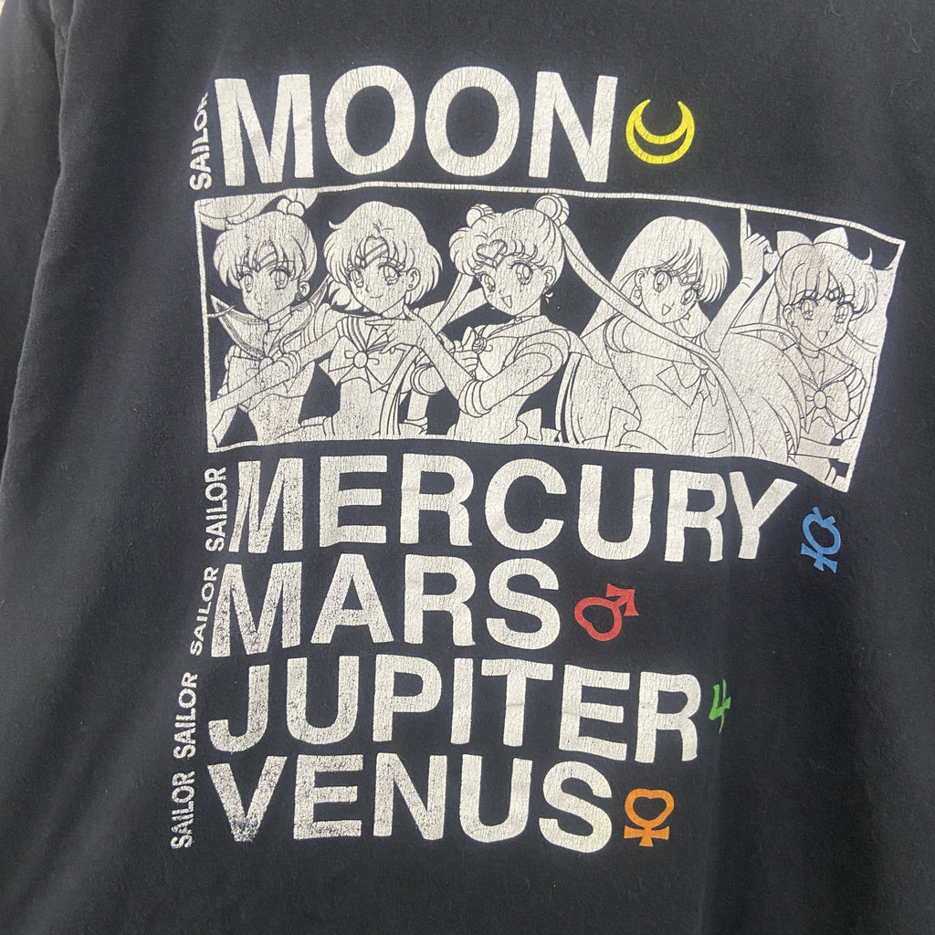 古着 used　美少女戦士セーラームーン　半袖プリントTシャツ　クルーネック　アニメ　黒　ブラック　XLサイズ