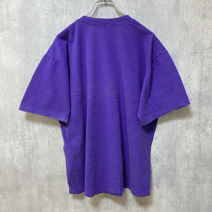 古着 used　90s　半袖プリントTシャツ　ワンポイント　ヴィンテージ　紫　パープル　シングルステッチ　レトロデザイン　