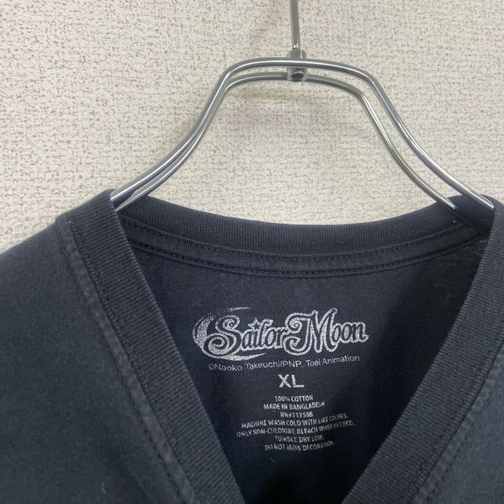 古着 used　美少女戦士セーラームーン　半袖プリントTシャツ　クルーネック　アニメ　黒　ブラック　XLサイズ