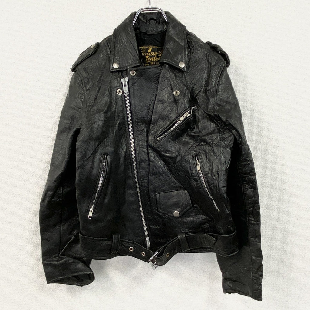 master's Leather　レザージャケット　ダブルライダースジャケット　ユーロ　黒　ブラック　42
