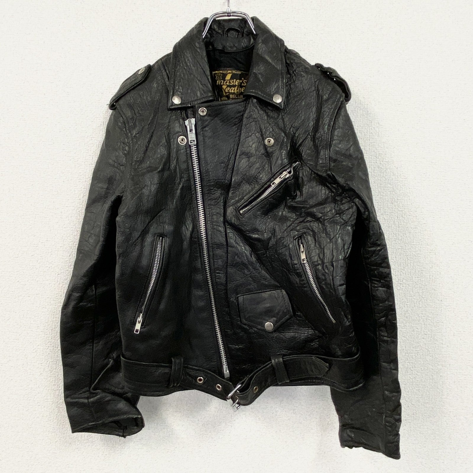 master's Leather　レザージャケット　ダブルライダースジャケット　ユーロ　黒　ブラック　42