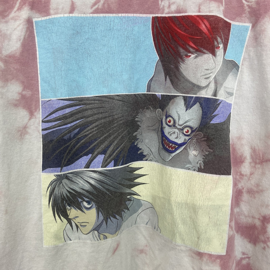 古着 used　DEATH NOTE　デスノート　半袖アニメプリントTシャツ　タイダイ柄　ピンク　ホワイト　Mサイズ