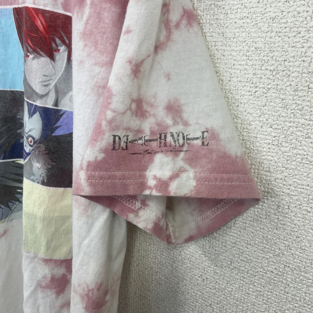 古着 used　DEATH NOTE　デスノート　半袖アニメプリントTシャツ　タイダイ柄　ピンク　ホワイト　Mサイズ