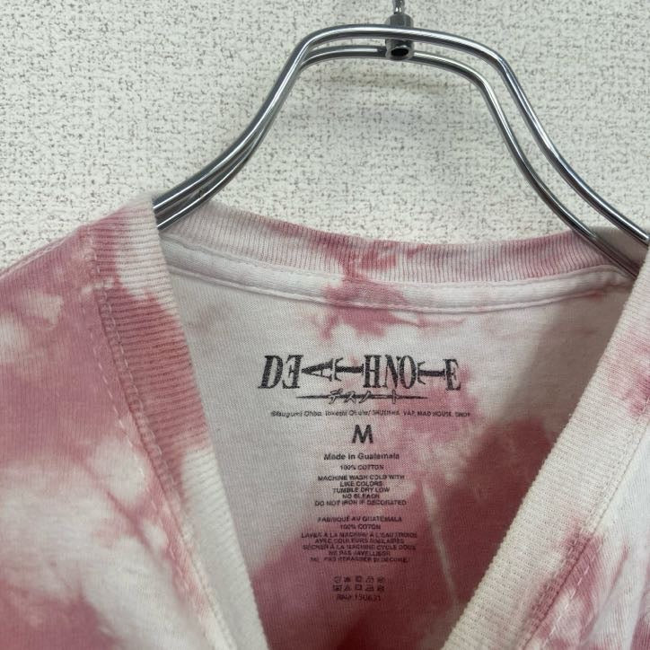 古着 used　DEATH NOTE　デスノート　半袖アニメプリントTシャツ　タイダイ柄　ピンク　ホワイト　Mサイズ