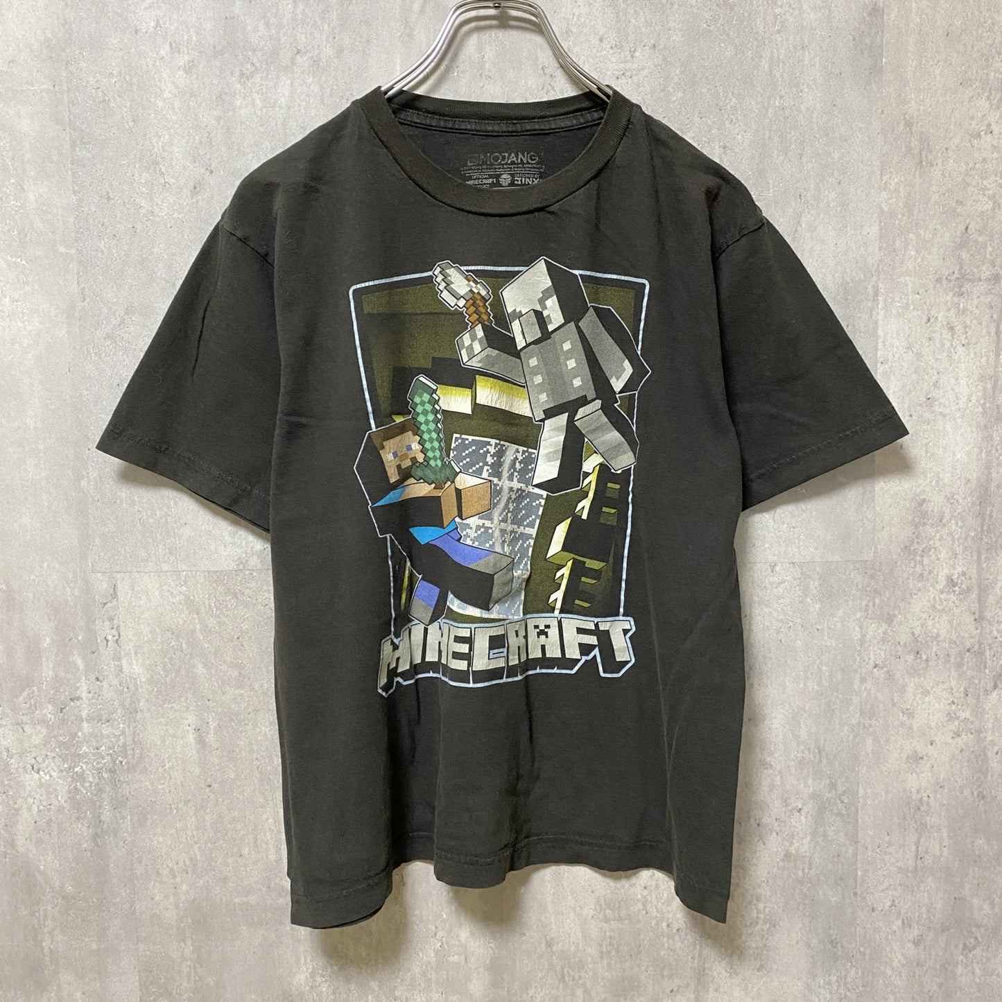 古着 used　マインクラフト　minecraft　半袖ゲームプリントTシャツ　黒　ブラック　レトロデザイン　Mサイズ