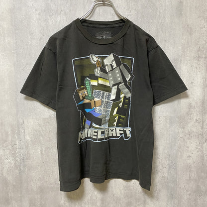 古着 used　マインクラフト　minecraft　半袖ゲームプリントTシャツ　黒　ブラック　レトロデザイン　Mサイズ