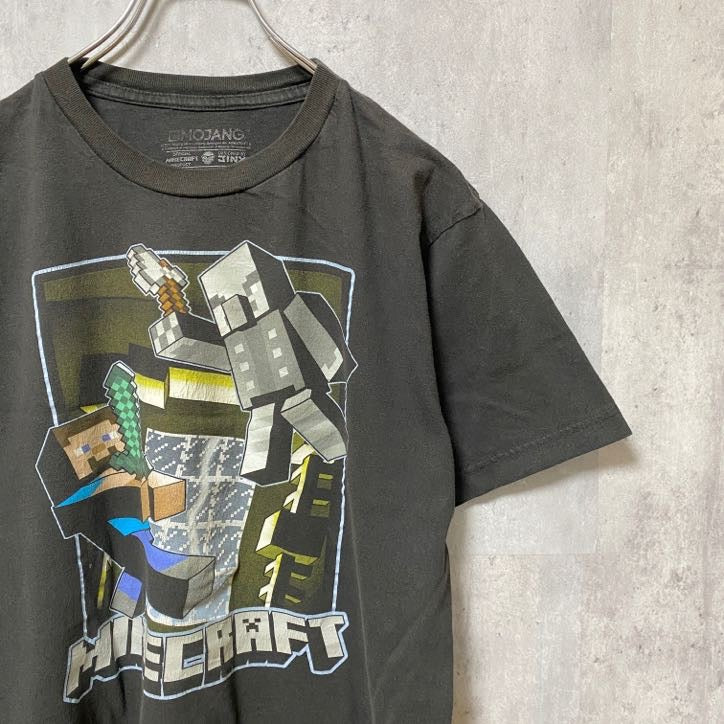 古着 used　マインクラフト　minecraft　半袖ゲームプリントTシャツ　黒　ブラック　レトロデザイン　Mサイズ
