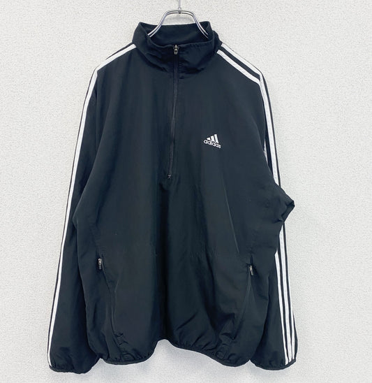 adidas　アディダス　プルオーバージャケット　ハーフジップ　黒　ブラック　Mサイズ