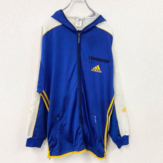 90s～　adidas　アディダス　トラックジャケット/ジャージパーカー　パフォーマンスロゴ　ヴィンテージ　ブルー　ホワイト　Mサイズ