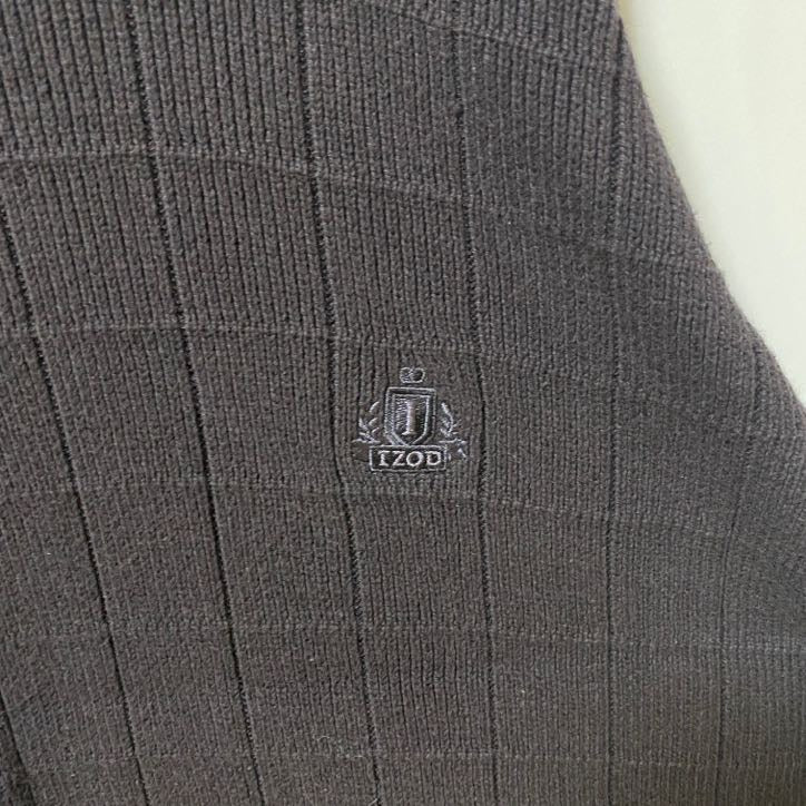 IZOD アイゾッド　コットンニットセーター　ワンポイントロゴ刺繍　黒　ブラック　レトロ　Lサイズ