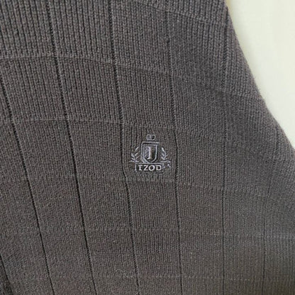 IZOD アイゾッド　コットンニットセーター　ワンポイントロゴ刺繍　黒　ブラック　レトロ　Lサイズ
