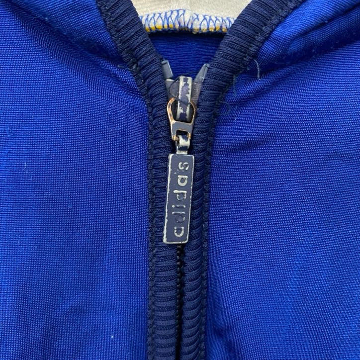 90s～　adidas　アディダス　トラックジャケット/ジャージパーカー　パフォーマンスロゴ　ヴィンテージ　ブルー　ホワイト　Mサイズ