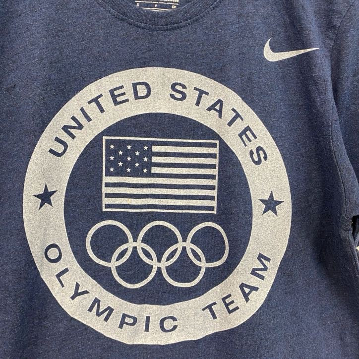古着 used　NIKE　ナイキ　半袖プリントTシャツ　オリンピック　DRI-FIT　クルーネック　ネイビー　紺　Sサイズ