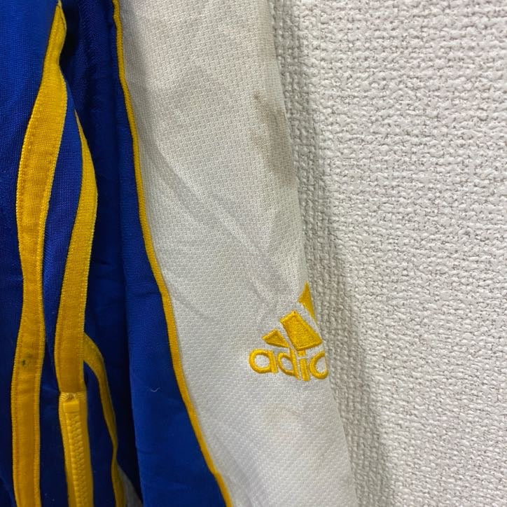 90s～　adidas　アディダス　トラックジャケット/ジャージパーカー　パフォーマンスロゴ　ヴィンテージ　ブルー　ホワイト　Mサイズ