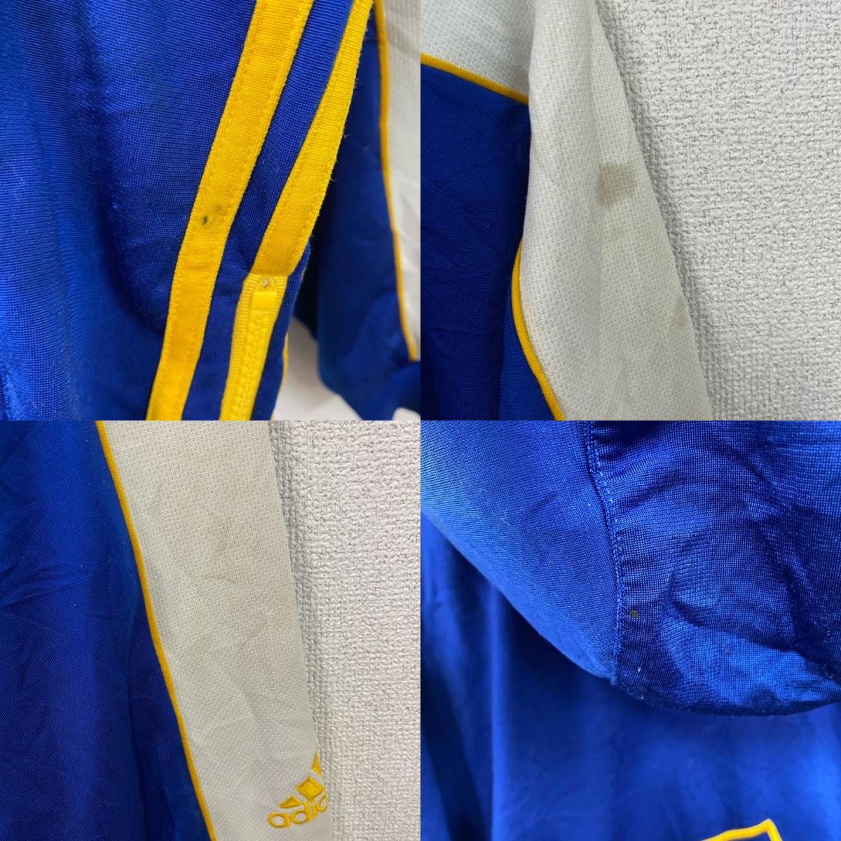 90s～　adidas　アディダス　トラックジャケット/ジャージパーカー　パフォーマンスロゴ　ヴィンテージ　ブルー　ホワイト　Mサイズ