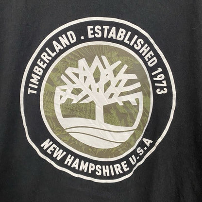 古着 used　Timberland　ティンバーランド　半袖プリントTシャツ　　クルーネック　黒　ブラック　Lサイズ