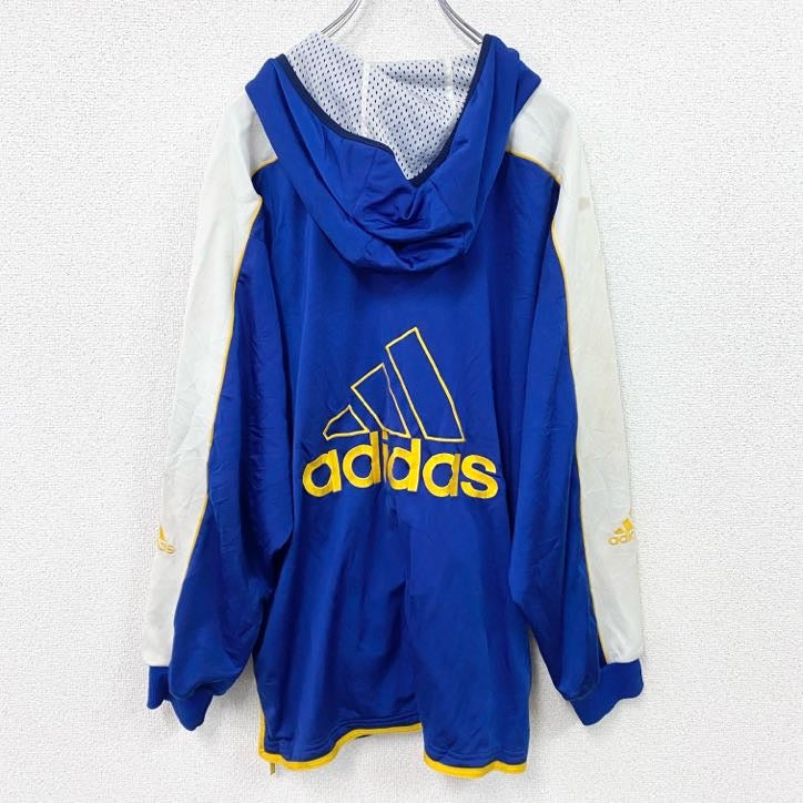 90s～　adidas　アディダス　トラックジャケット/ジャージパーカー　パフォーマンスロゴ　ヴィンテージ　ブルー　ホワイト　Mサイズ