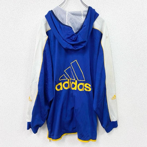 90s～　adidas　アディダス　トラックジャケット/ジャージパーカー　パフォーマンスロゴ　ヴィンテージ　ブルー　ホワイト　Mサイズ