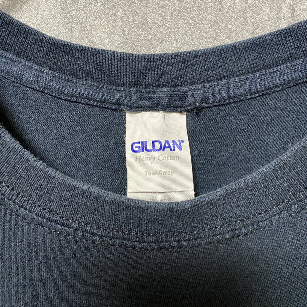 古着 used　GILDAN ギルダン　半袖プリントTシャツ　黒　ブラック　レトロデザイン　クルーネック　Lサイズ