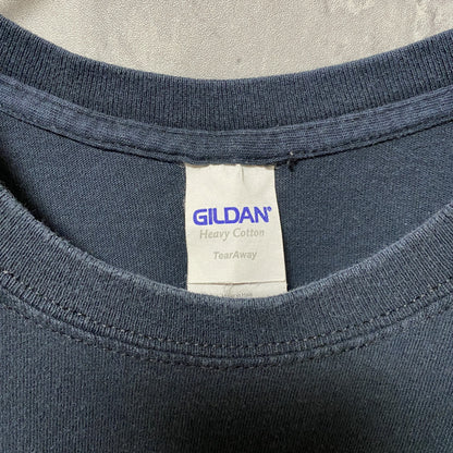 古着 used　GILDAN ギルダン　半袖プリントTシャツ　黒　ブラック　レトロデザイン　クルーネック　Lサイズ