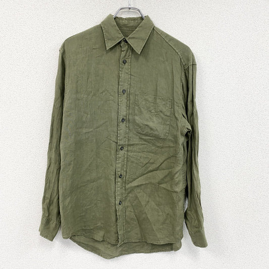 00s　OLD GAP　オールドギャップ　長袖リネンシャツ　ヴィンテージ　カーキ　Sサイズ